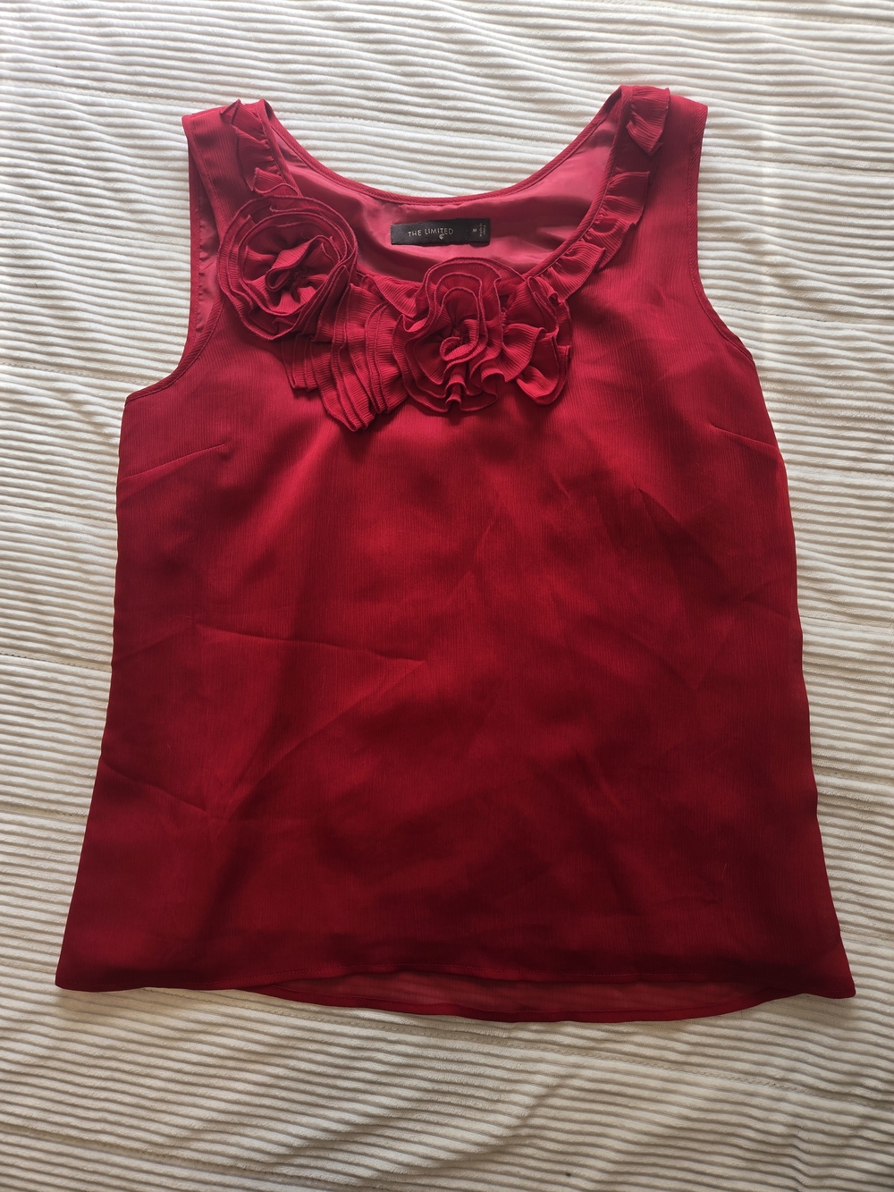 The Limited Bright Red Floral Appliqué Sleeveless Camisole